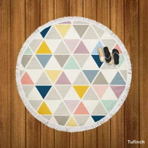 Scandinavian Triangle Pattern Round Beach Towel