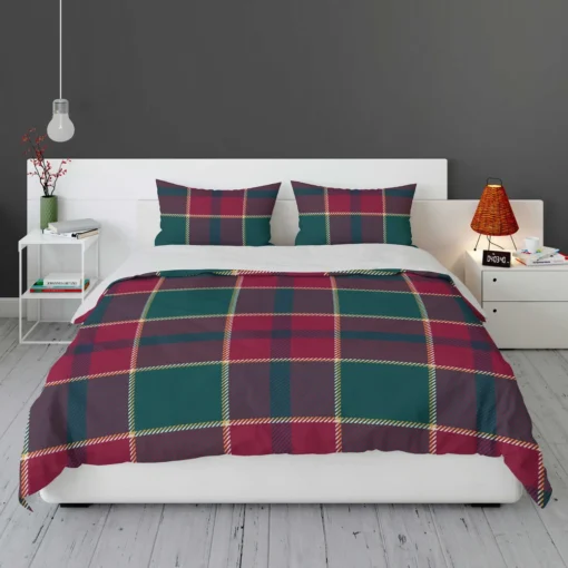 Scottish Red Green Tartan Pattern Bedding Set 1