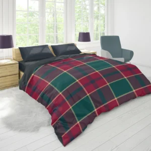 Scottish Red Green Tartan Pattern Duvet Cover 1