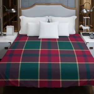 Scottish Red Green Tartan Pattern Duvet Cover