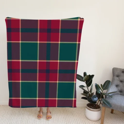 Scottish Red Green Tartan Pattern Fleece Blanket