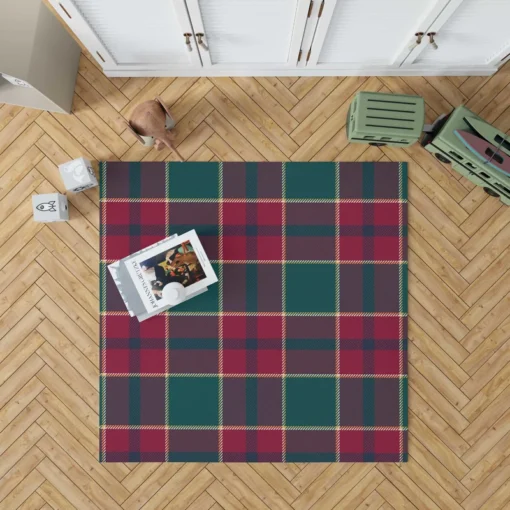 Scottish Red Green Tartan Pattern Rug