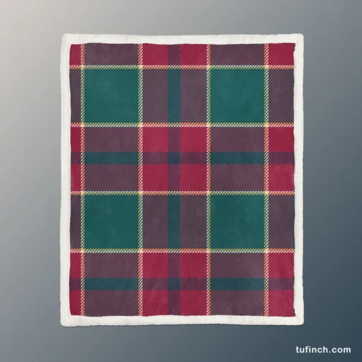 Scottish Red Green Tartan Pattern Sherpa Fleece Blanket 1