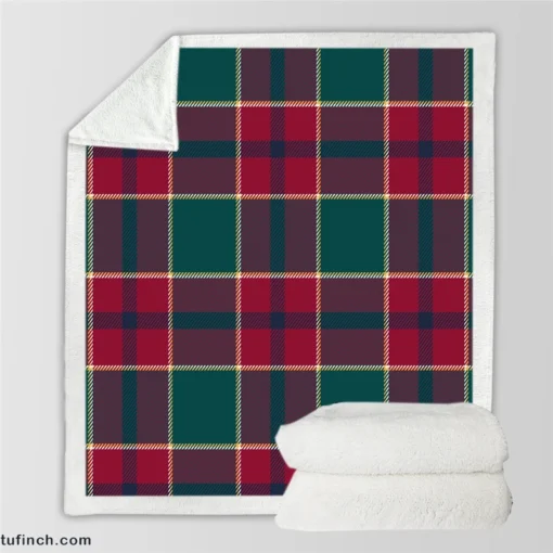 Scottish Red Green Tartan Pattern Sherpa Fleece Blanket