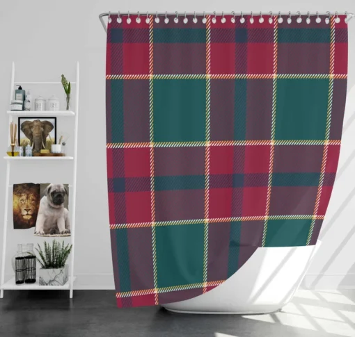 Scottish Red Green Tartan Pattern Shower Curtain