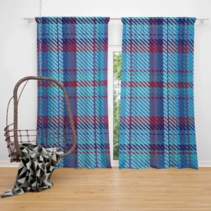 Scottish Tartan Blue Plaid Pattern Curtain