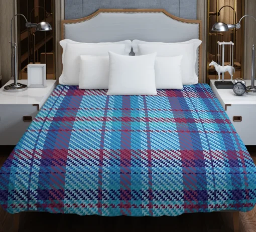 Scottish Tartan Blue Plaid Pattern Duvet Cover