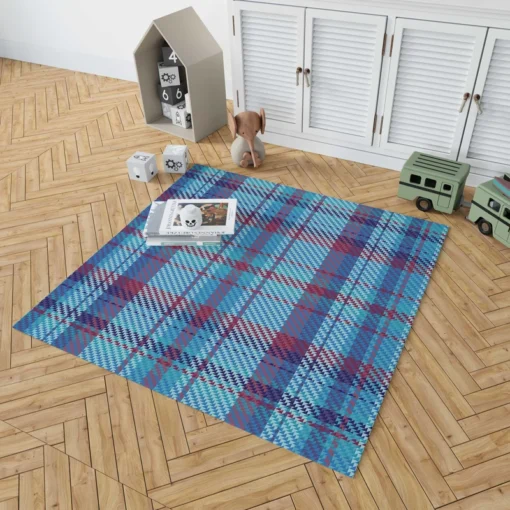 Scottish Tartan Blue Plaid Pattern Rug 1