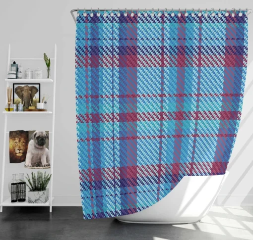 Scottish Tartan Blue Plaid Pattern Shower Curtain