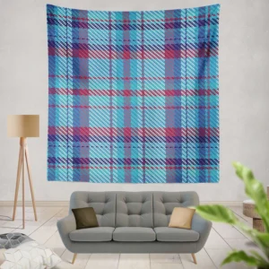 Scottish Tartan Blue Plaid Pattern Wall Tapestry