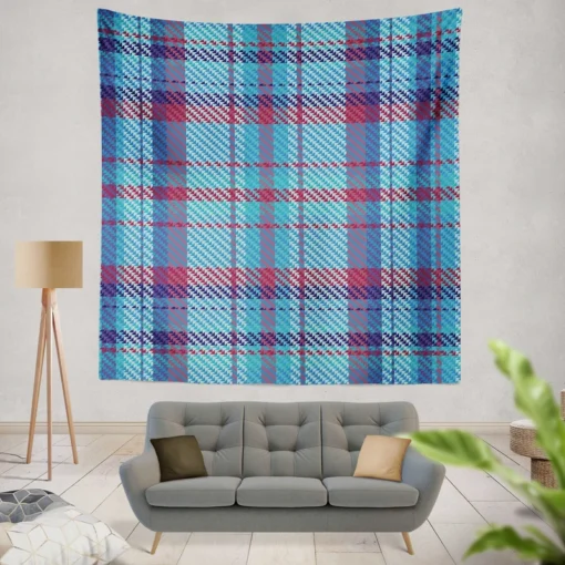 Scottish Tartan Blue Plaid Pattern Wall Tapestry