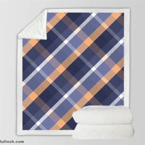 Scottish Tartan Blue Plaid Sherpa Fleece Blanket