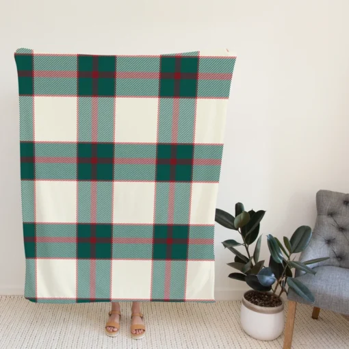 Scottish Tartan Red Green Plaid Fleece Blanket