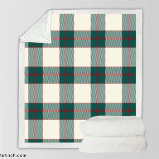 Scottish Tartan Red Green Plaid Sherpa Fleece Blanket