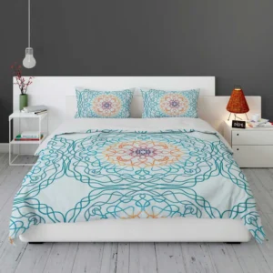 Sea Blue Traditional Moroccan Pattern Bedding Set 1