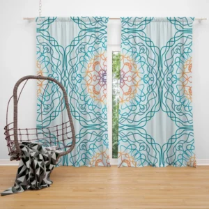 Sea Blue Traditional Moroccan Pattern Curtain