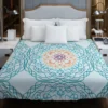 Sea Blue Traditional Moroccan Pattern Duvet Cover