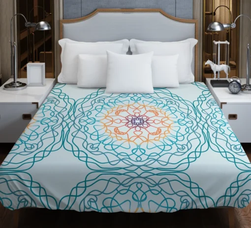 Sea Blue Traditional Moroccan Pattern Duvet Cover