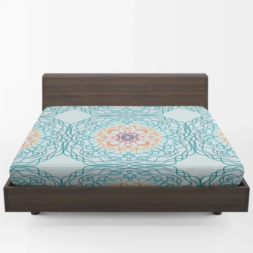 Sea Blue Traditional Moroccan Pattern Fitted Sheet 1