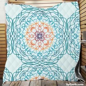 Sea Blue Traditional Moroccan Pattern Quilt Blanket