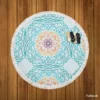 Sea Blue Traditional Moroccan Pattern Round Beach Towel