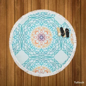 Sea Blue Traditional Moroccan Pattern Round Beach Towel