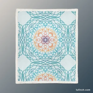 Sea Blue Traditional Moroccan Pattern Sherpa Fleece Blanket 1