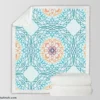 Sea Blue Traditional Moroccan Pattern Sherpa Fleece Blanket