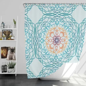 Sea Blue Traditional Moroccan Pattern Shower Curtain