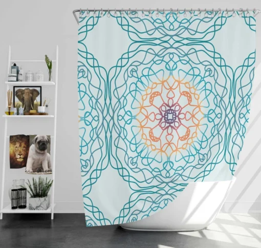 Sea Blue Traditional Moroccan Pattern Shower Curtain