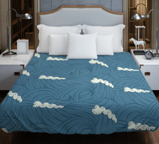 Sea Japanese Waves Duvet Cover