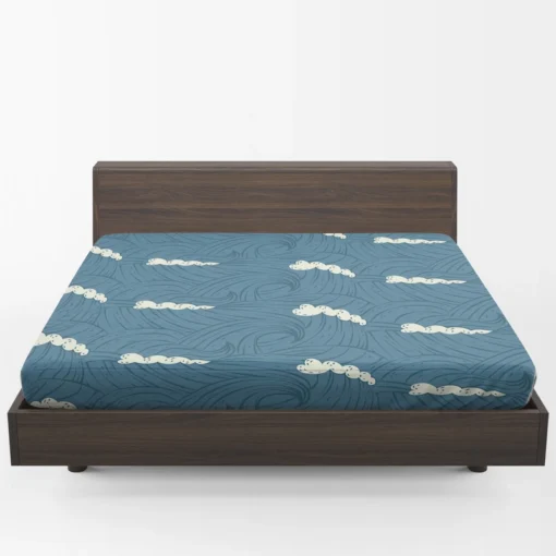 Sea Japanese Waves Fitted Sheet 1