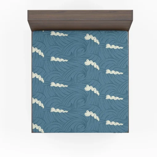 Sea Japanese Waves Fitted Sheet