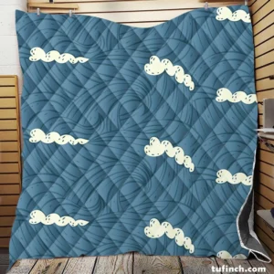 Sea Japanese Waves Quilt Blanket