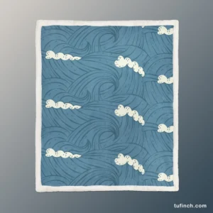 Sea Japanese Waves Sherpa Fleece Blanket 1