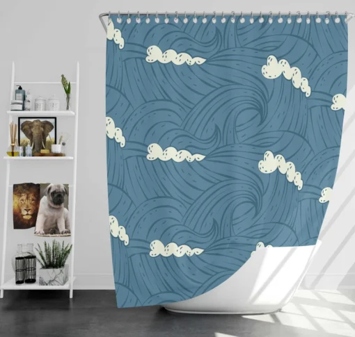 Sea Japanese Waves Shower Curtain