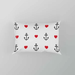 Sea Marine Anchor Red Heart Pillow Case