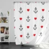 Sea Marine Anchor Red Heart Shower Curtain