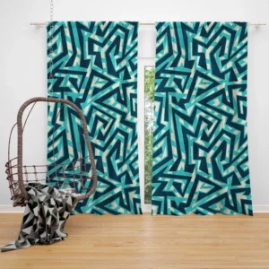 Sea Maze Seamless Pattern Curtain