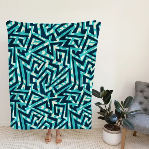 Sea Maze Seamless Pattern Fleece Blanket