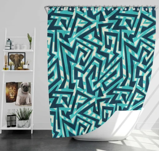 Sea Maze Seamless Pattern Shower Curtain