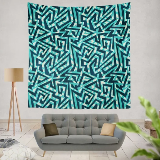 Sea Maze Seamless Pattern Wall Tapestry