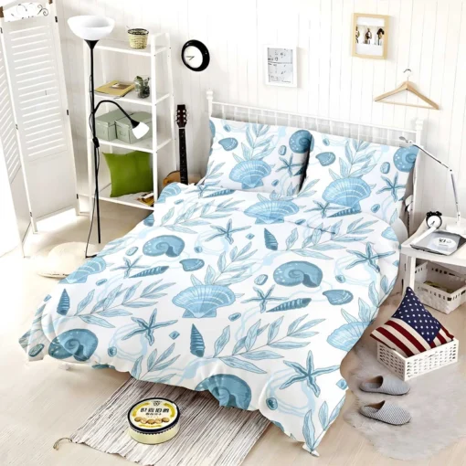 Sea Shells Corals Sea Plants Bedding Set