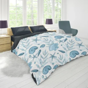 Sea Shells Corals Sea Plants Duvet Cover 1