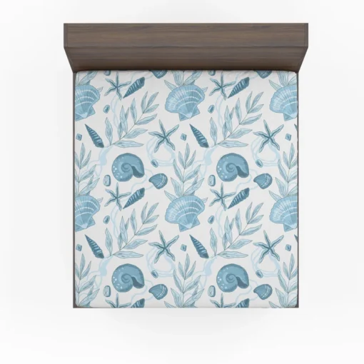 Sea Shells Corals Sea Plants Fitted Sheet