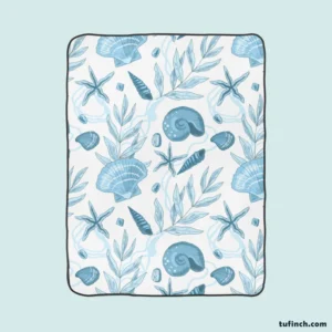 Sea Shells Corals Sea Plants Fleece Blanket 1