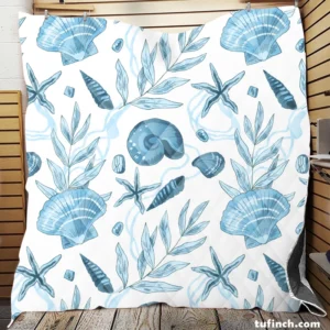 Sea Shells Corals Sea Plants Quilt Blanket