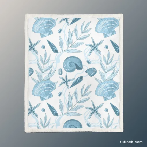 Sea Shells Corals Sea Plants Sherpa Fleece Blanket 1