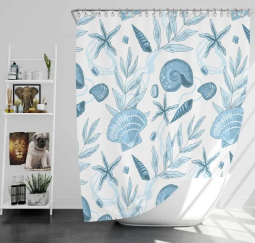 Sea Shells Corals Sea Plants Shower Curtain