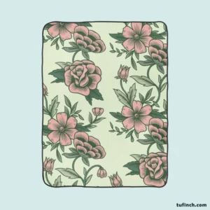 Seamless Botanical Floral Pattern Fleece Blanket 1